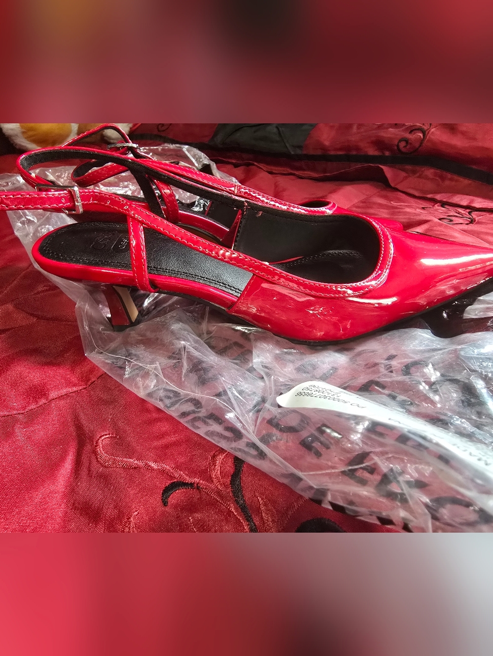 Red Patent Slingback Heels for Women